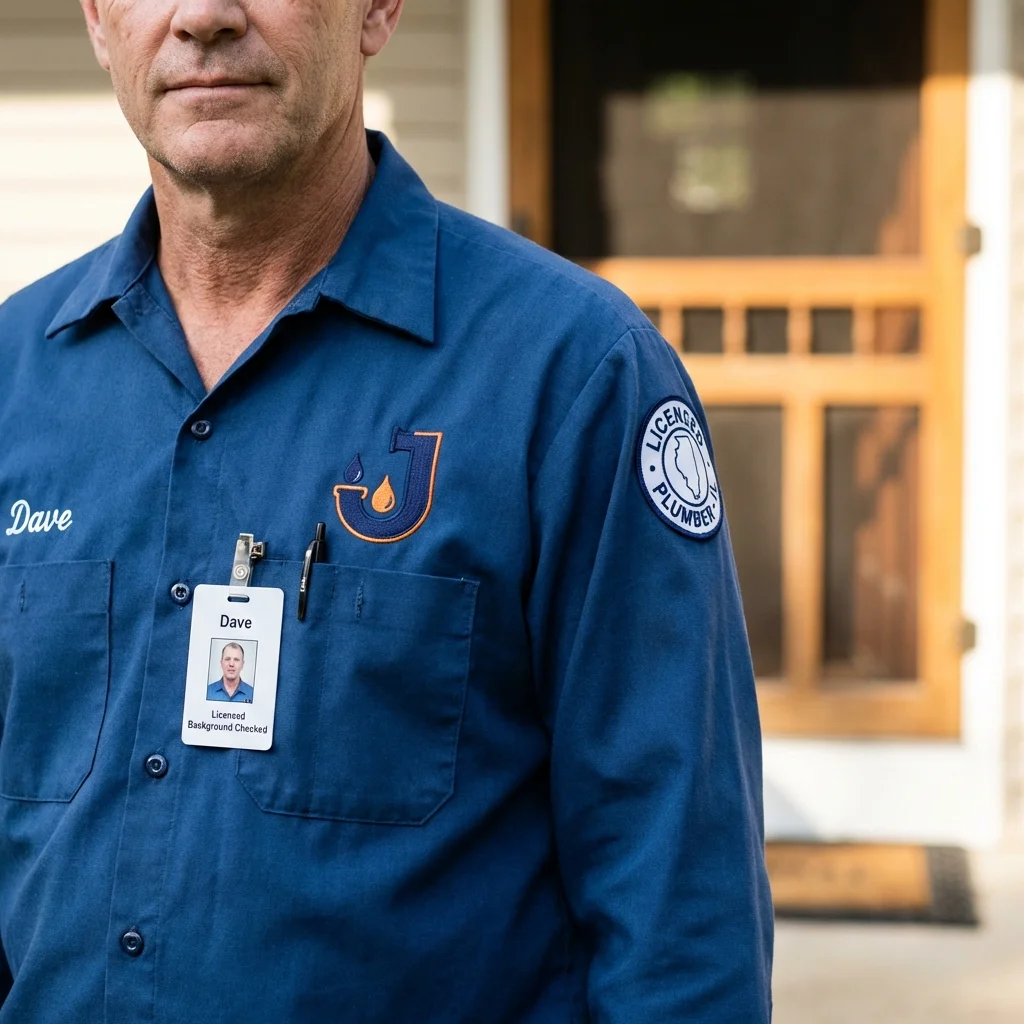 Licensed plumber showing ID badge in Loveland, OH