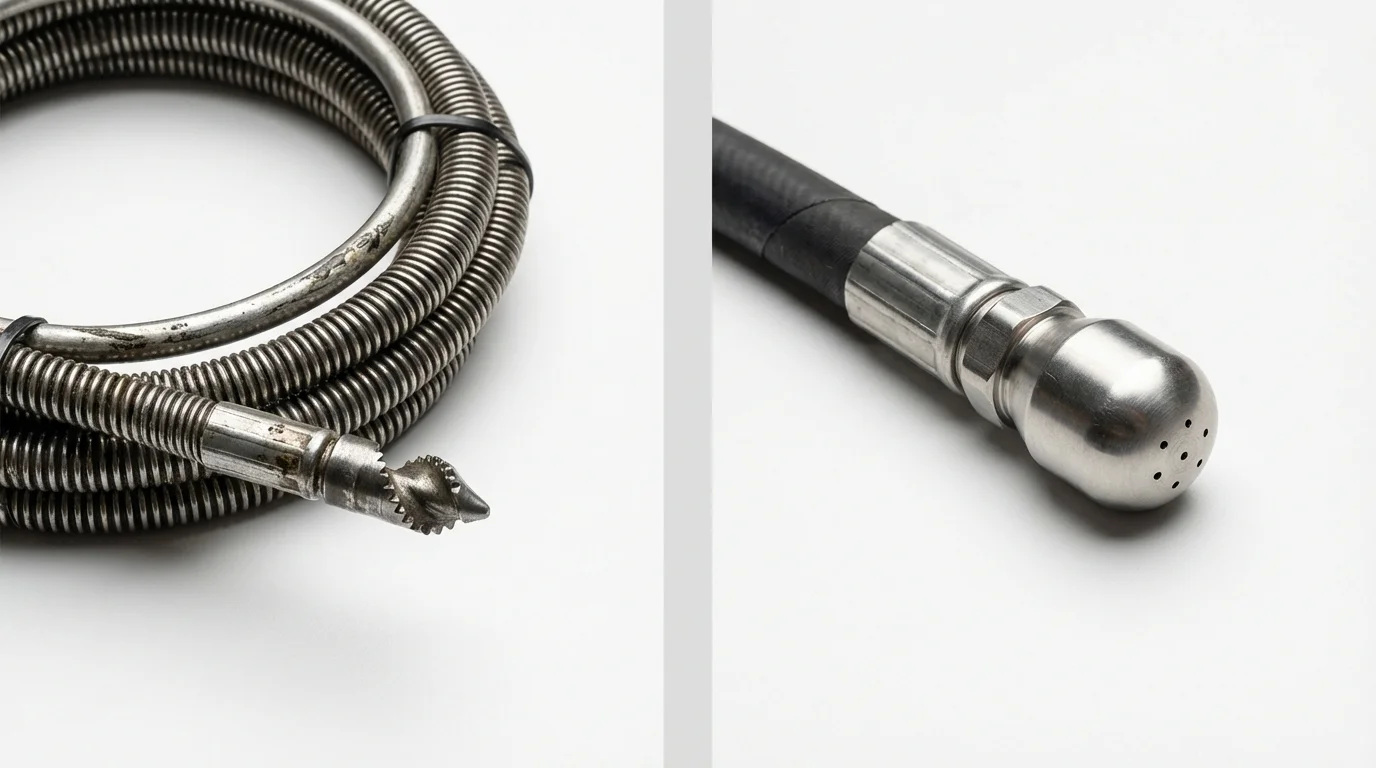 Drain snake cable and hydro jetting nozzle used for drain cleaning in Loveland, OH