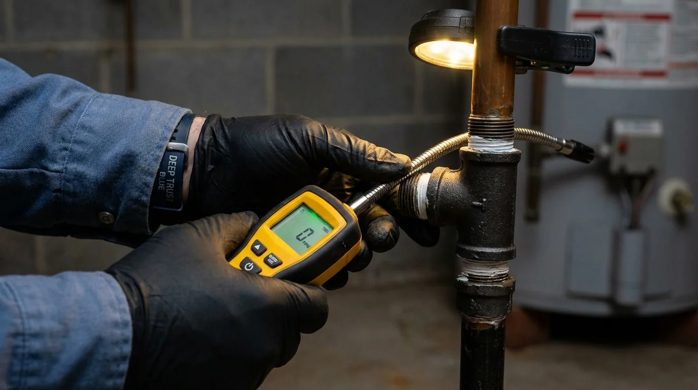Gas leak detection with electronic sniffer by Johns Plumbing LLC in Loveland