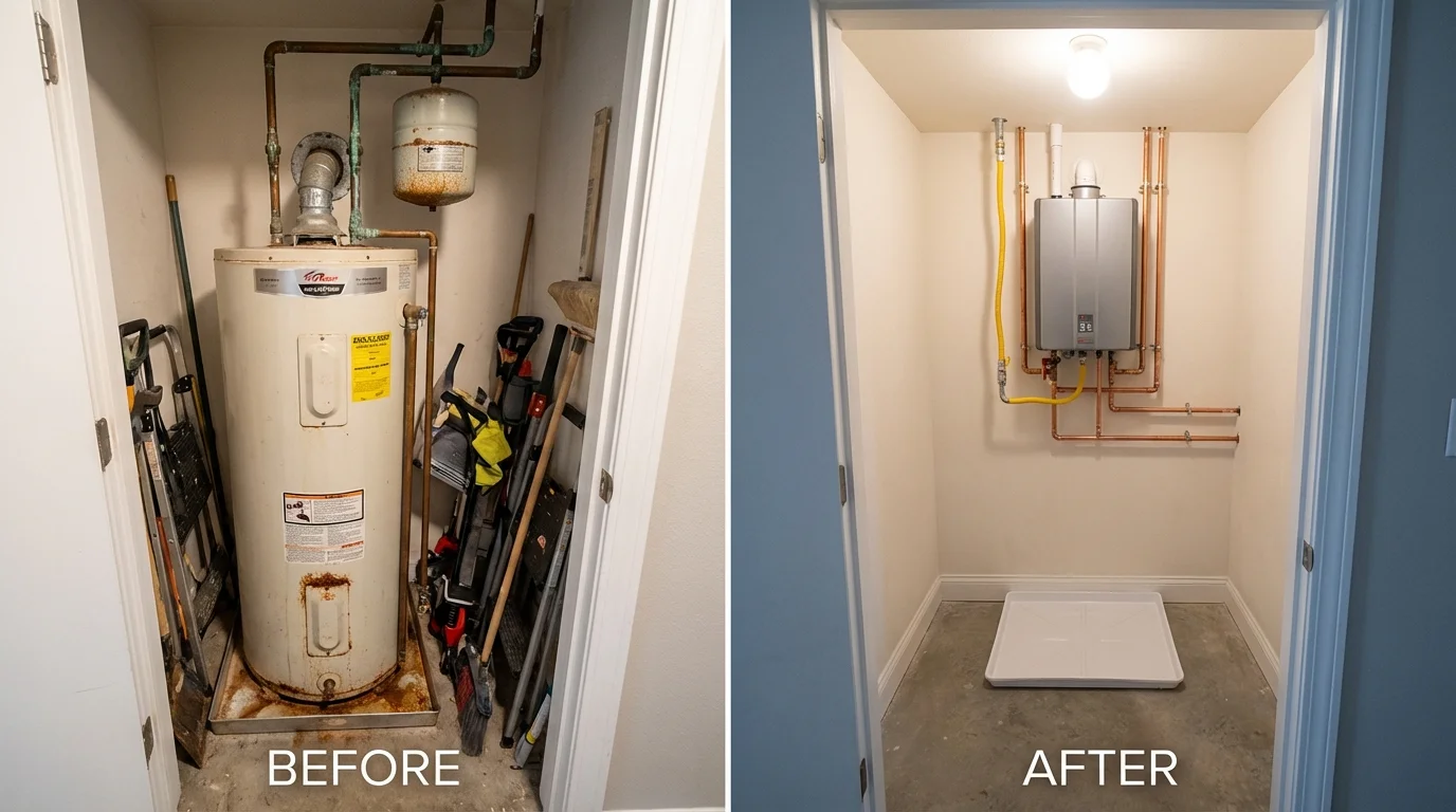 Tank water heater versus wall-mounted tankless unit comparison for Loveland, OH homeowners